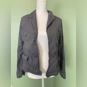 Eileen Fisher Gray Linen Blend Open Blazer Lightweight Size MP Medium Petite
